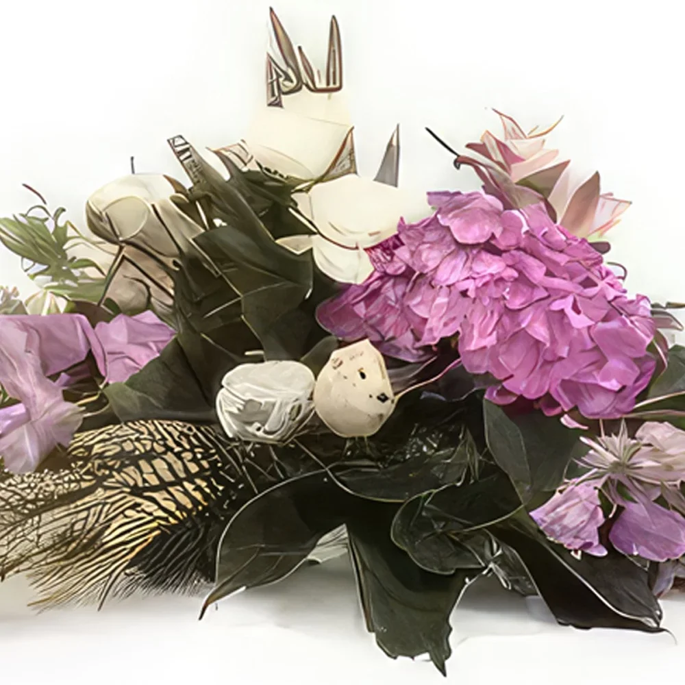 flores de Marselha- Raquete de luto carinho roxo e branco Bouquet/arranjo de flor