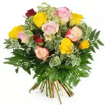 France flowers  -  Multicolored round bouquet Dame Rose Flower Delivery