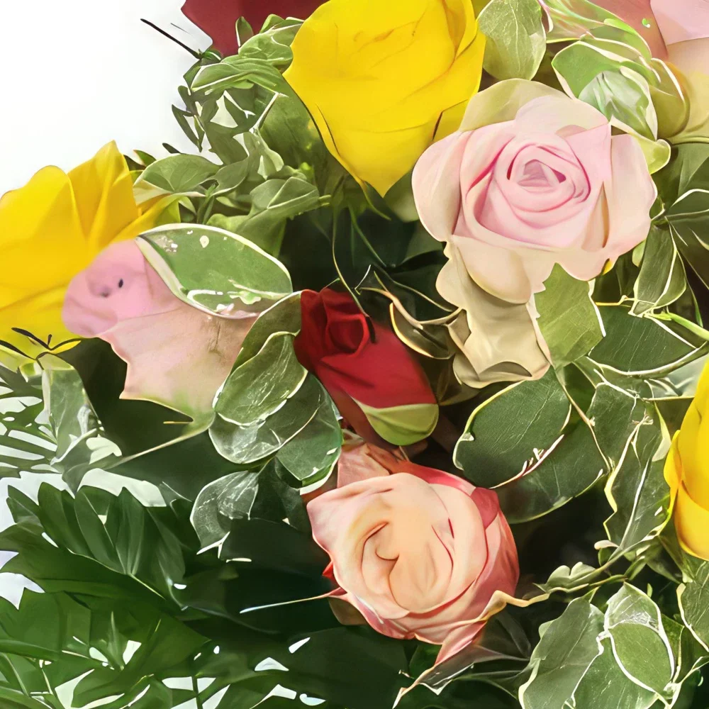 fleuriste fleurs de Paris- Bouquet rond multicolore Dame Rose Bouquet/Arrangement floral