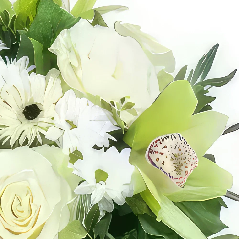 fleuriste fleurs de Toulouse- Bouquet rond blanc & vert Munich Bouquet/Arrangement floral