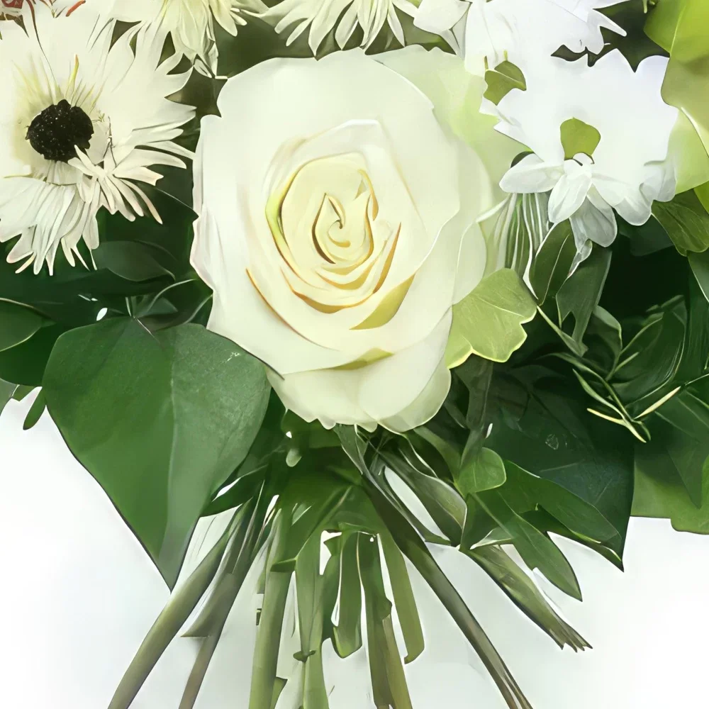 Tarbes цветя- Мюнхенски кръгъл бял и зелен букет Букет/договореност цвете