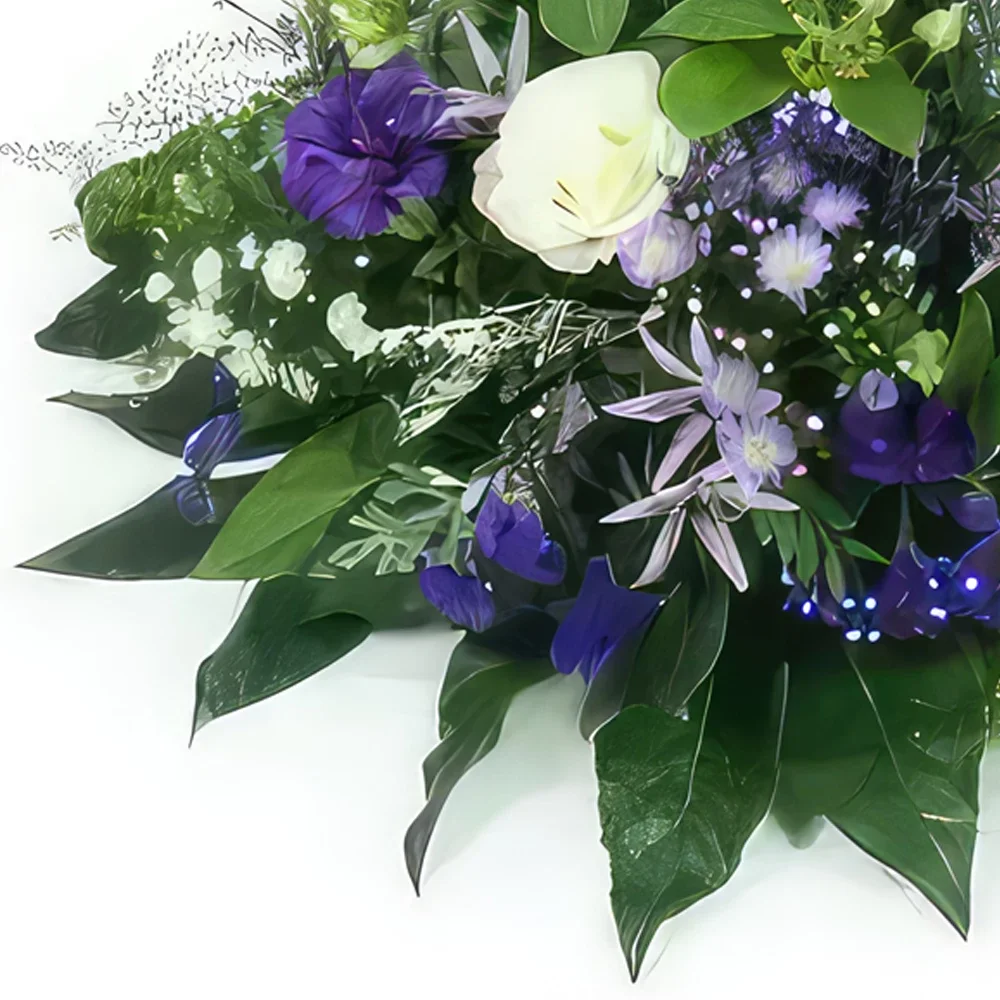 ナント 花- ネプチューン ホワイト & パープル ブルー モーニング クッション 花束/フラワーアレンジメント