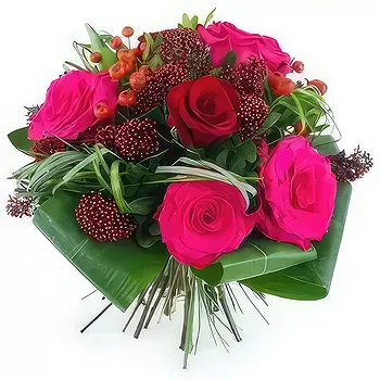 France flowers  -  Nuremberg red & fuchsia round bouquet Flower Delivery