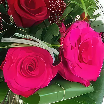 Le Precheur flowers  -  Nuremberg red & fuchsia round bouquet Flower Bouquet/Arrangement