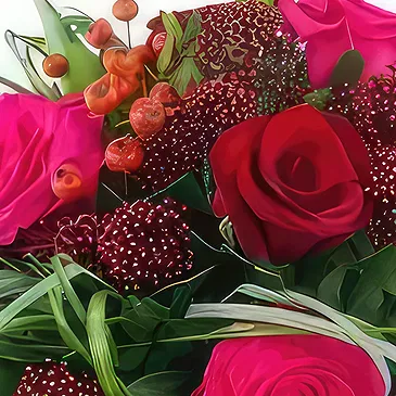 Le Precheur flowers  -  Nuremberg red & fuchsia round bouquet Flower Bouquet/Arrangement