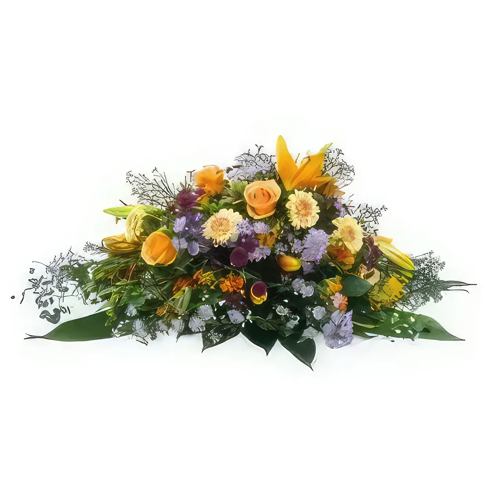 fiorista fiori di bordò- Racchetta da lutto arancione e viola-viola Ju Bouquet floreale