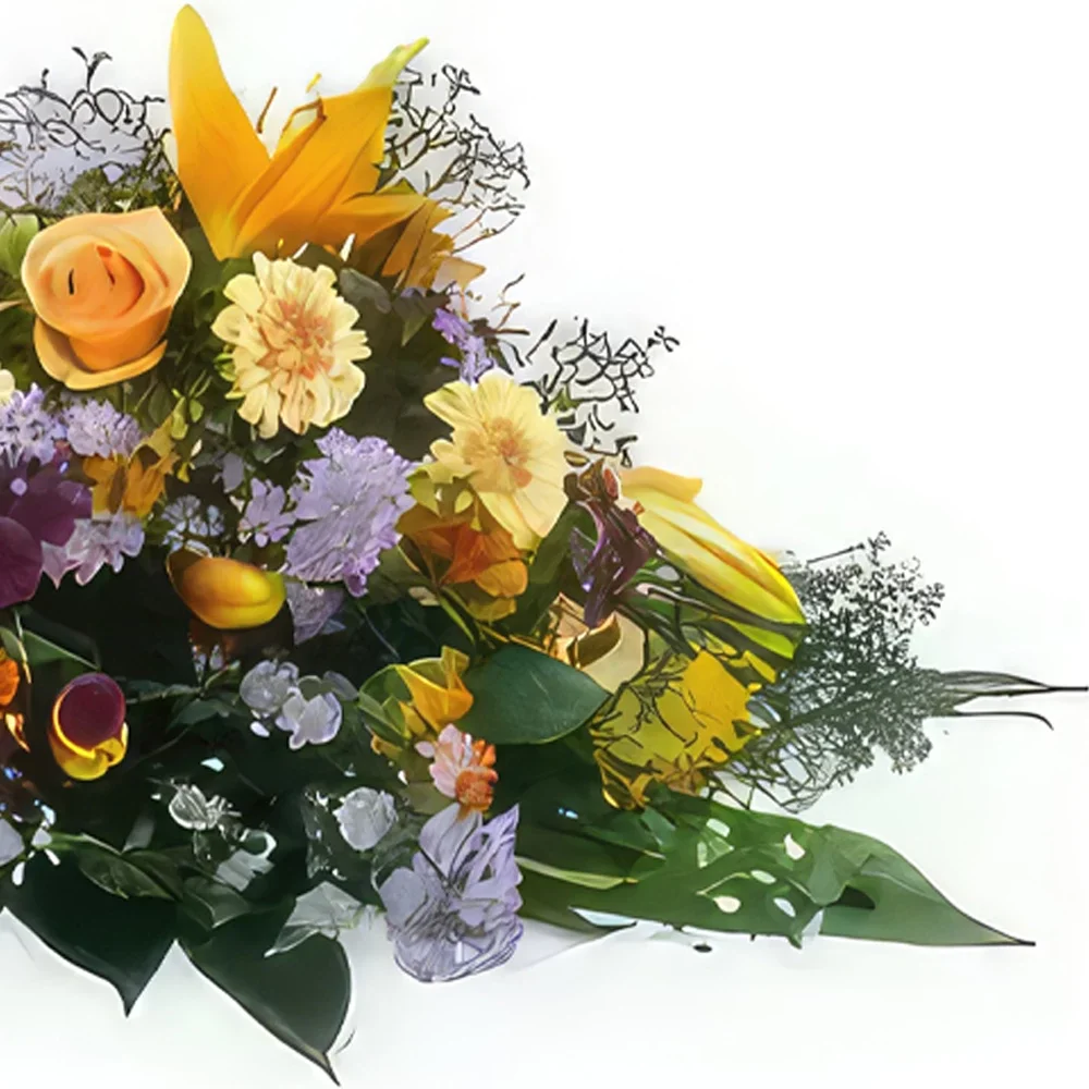 fiorista fiori di bordò- Racchetta da lutto arancione e viola-viola Ju Bouquet floreale