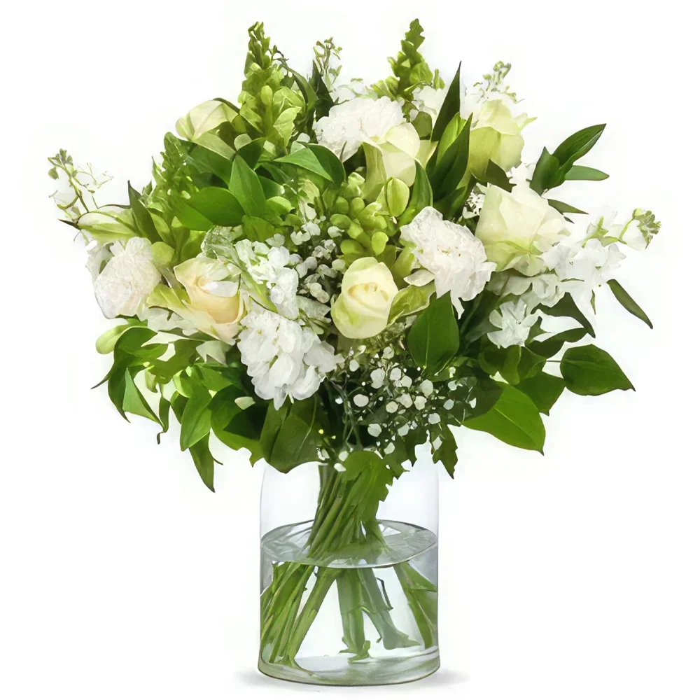 Αϊντχόβεν λουλούδια- Ανατολίτικο Λευκό Μπουκέτο/ρύθμιση λουλουδιών