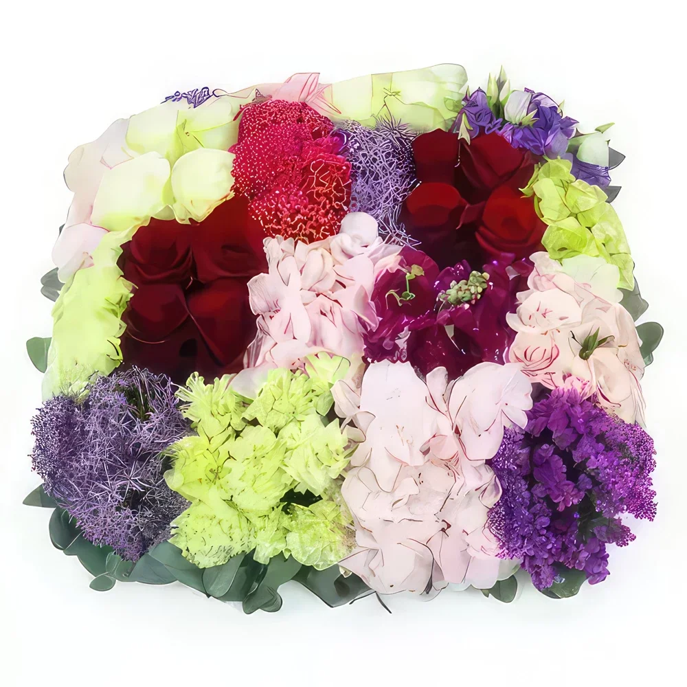 fleuriste fleurs de Paris- Coussin carré à damier de fleurs Parthénon Bouquet/Arrangement floral