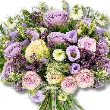 Sharjah květiny- Kytice pastelových růží a šeříku Lisianthus Kytice/aranžování květin