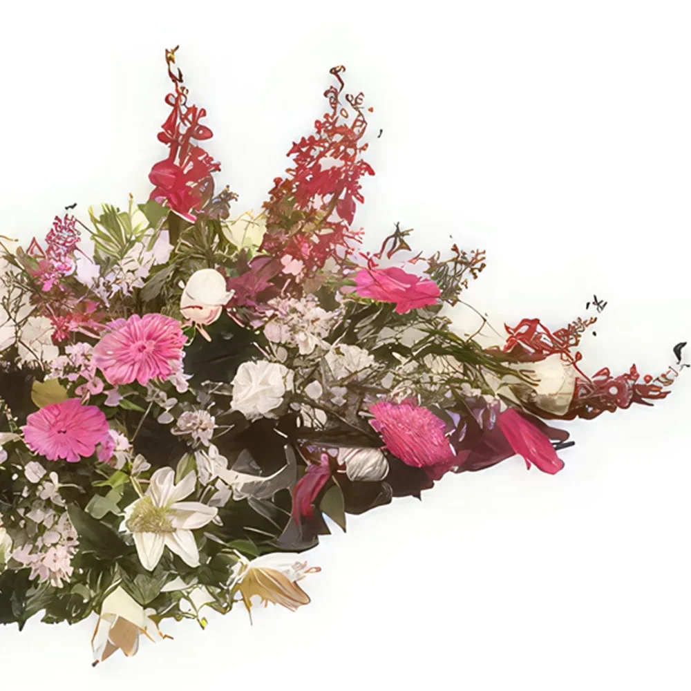 Pau bunga- Raket berkabung fuchsia yang damai Rangkaian bunga karangan bunga