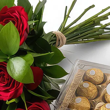 flores de Uberlândia- Buquê de 12 Rosas Vermelhas e Chocolate Bouquet/arranjo de flor