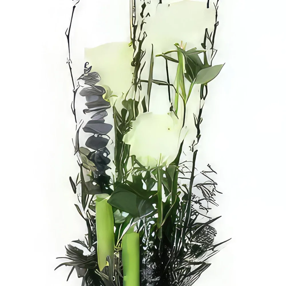 Pau bloemen bloemist- Philadelphia witte en groene compositie Boeket/bloemstuk