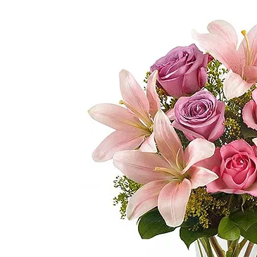 Italy flowers  -  Bunch of Lilium with Pink Roses Flower Bouquet/Arrangement