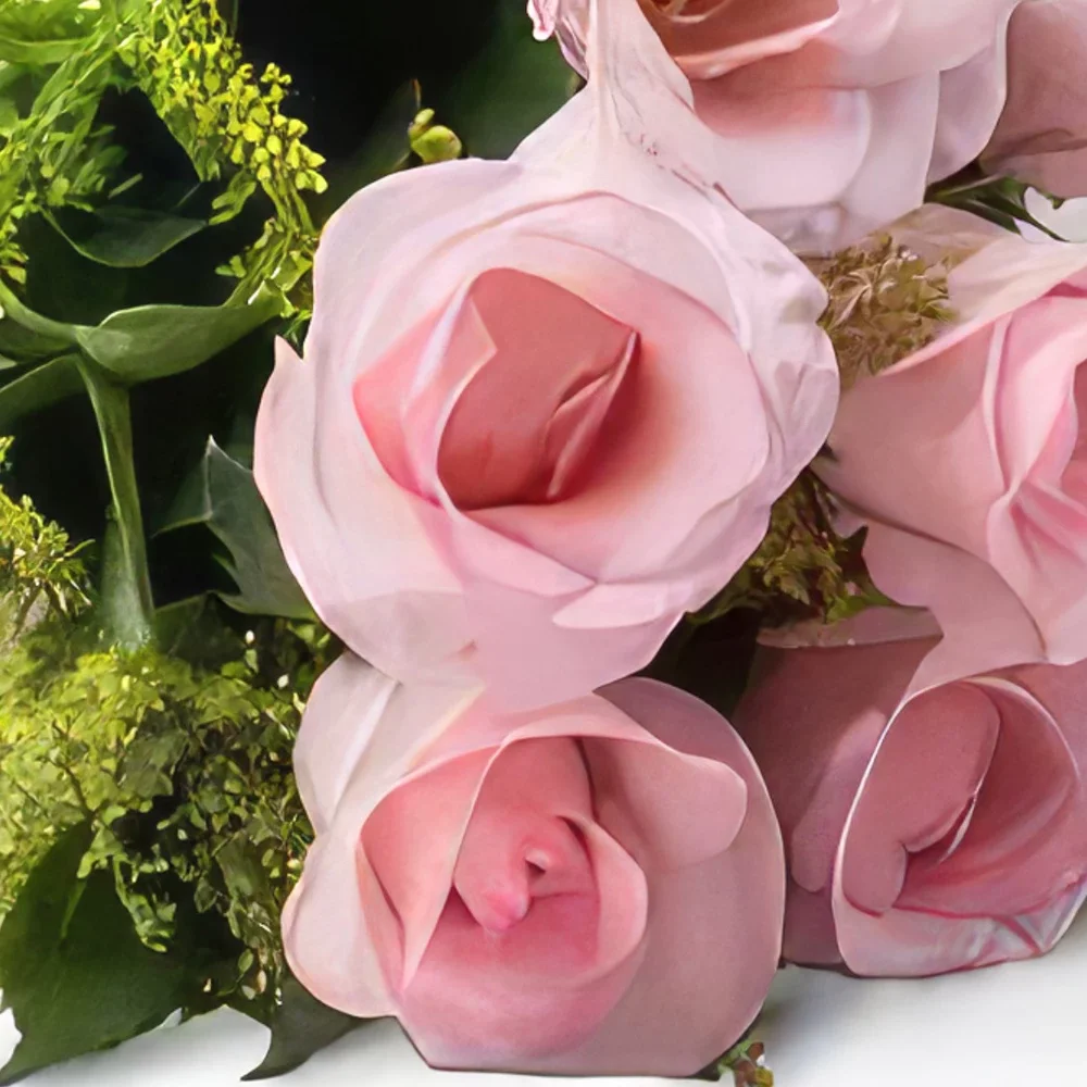 Fortaleza blomster- Bouquet af 7 lyserøde roser Blomst buket/Arrangement