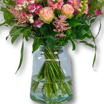 Holland flowers  -  Condolence Bouquet Pink + Vase Flower Bouquet/Arrangement