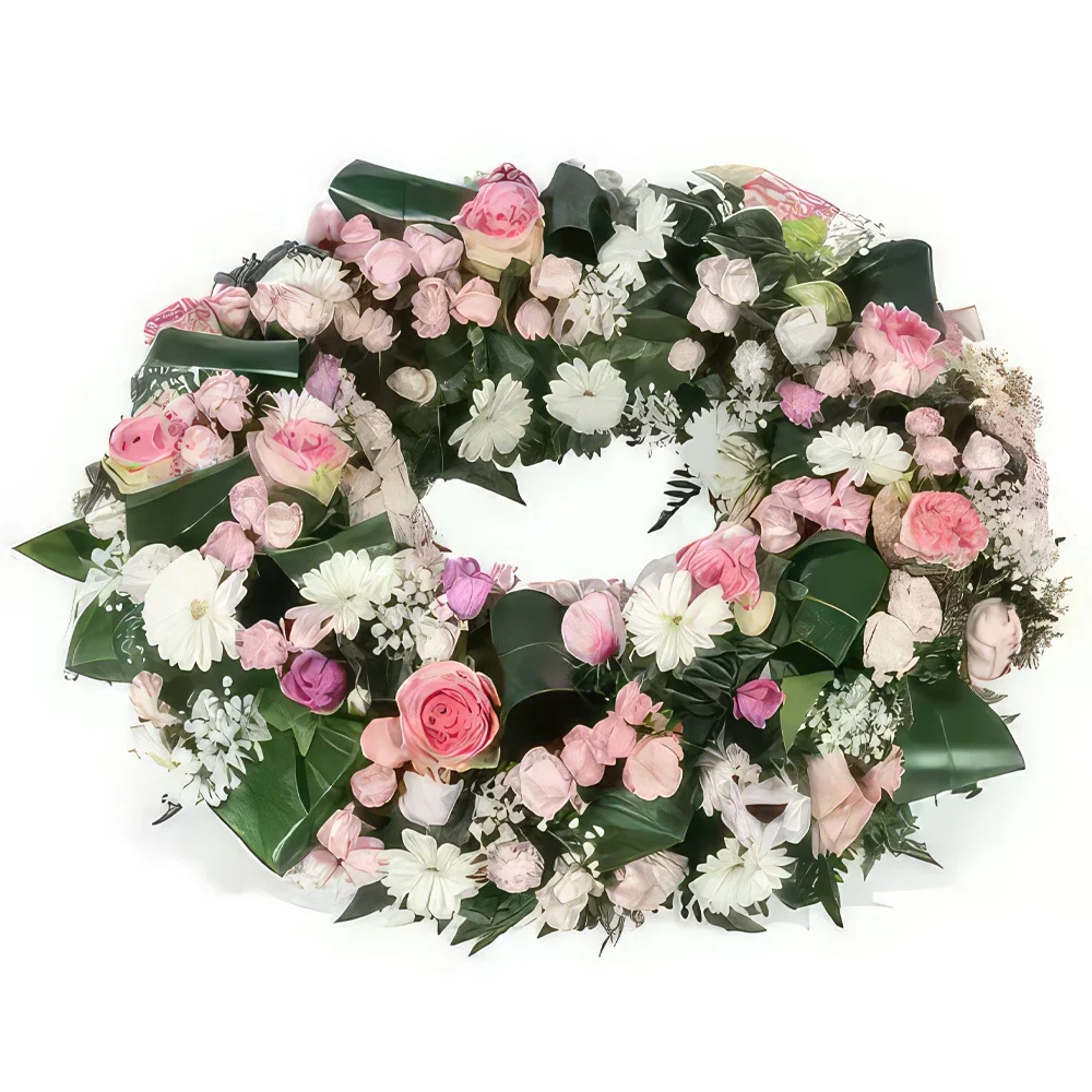 Paríž kvety- Ružová a biela koruna Infinite Tendresse Aranžovanie kytice