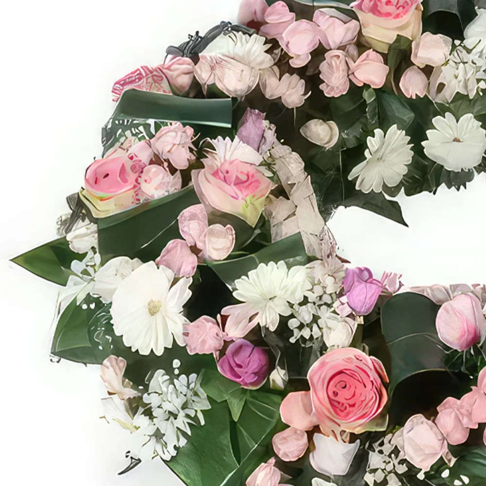 flores Marsella floristeria -  Corona rosa y blanca Infinite Tendresse Ramo de flores/arreglo floral
