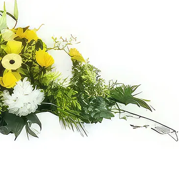 Le Lorrain Blumen Florist- Pluton gelb-weißer Trauerschläger Bouquet/Blumenschmuck