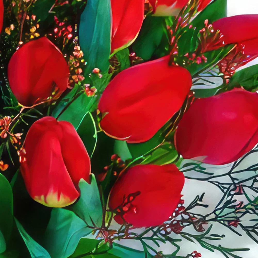 Olhão bunga- Godaan Merah Rangkaian bunga karangan bunga