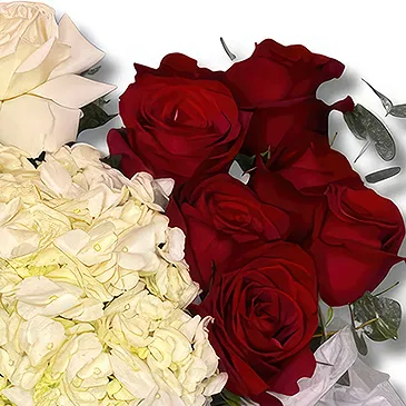 Sports/ Motor City flowers  -  Premium Grey Box with Roses and Hydrangea Flower Bouquet/Arrangement