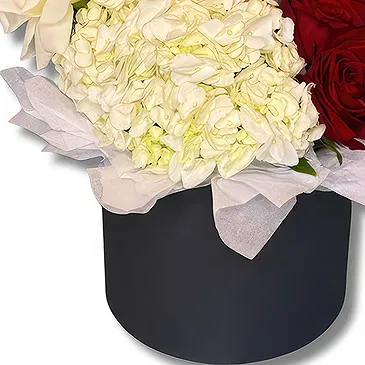 Sports/ Motor City flowers  -  Premium Grey Box with Roses and Hydrangea Flower Bouquet/Arrangement