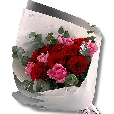 Garhoud flowers  -  Premium Light Pink and Red Roses  Flower Bouquet/Arrangement