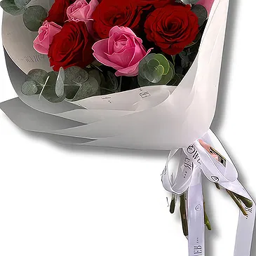 Garhoud flowers  -  Premium Light Pink and Red Roses  Flower Bouquet/Arrangement