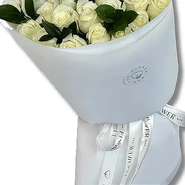 Garhoud flowers  -  Premium White Roses and Ruscus Flower Bouquet/Arrangement
