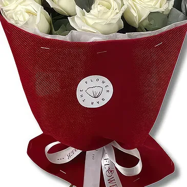 Garhoud flowers  -  Premium  White Roses with Eucalyptus Flower Bouquet/Arrangement