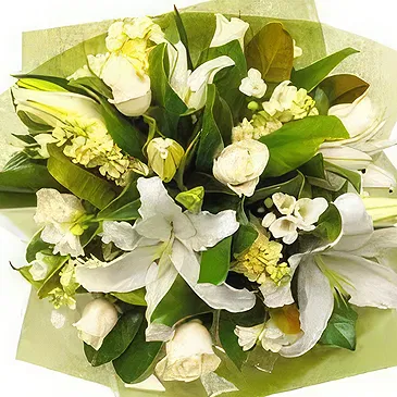 Smederevska Palanka flowers  -  White Lily and Greens Flower Bouquet/Arrangement