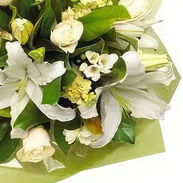 Smederevska Palanka flowers  -  White Lily and Greens Flower Bouquet/Arrangement