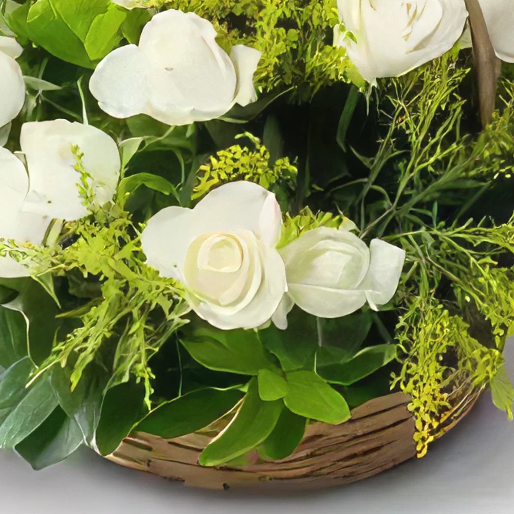 Belém blomster- Kurv med 24 hvite roser Blomsterarrangementer bukett