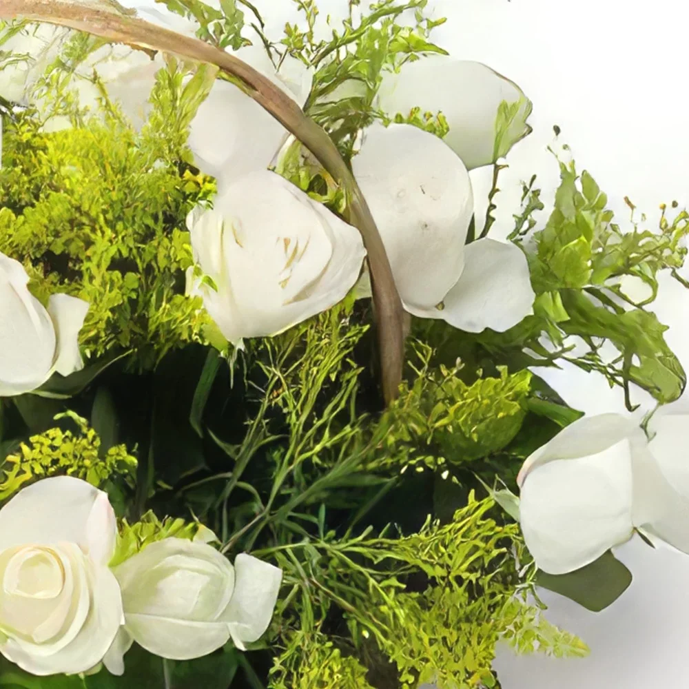 Fortaleza flowers  -  Basket with 24 White Roses Flower Bouquet/Arrangement