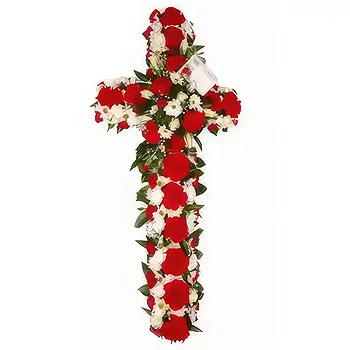Ayer Puteh blomster- Røde og hvide kors begravelse Blomst Levering
