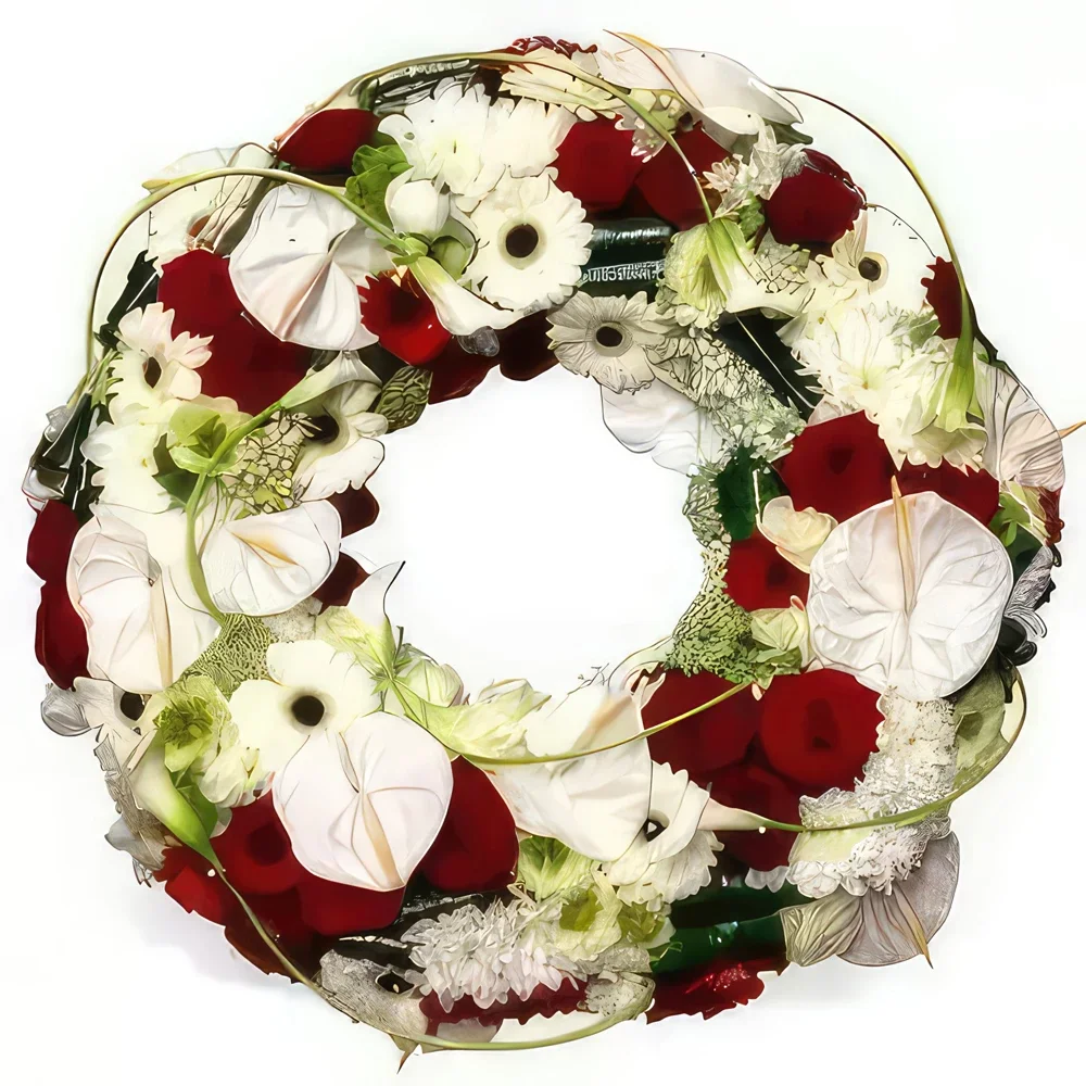 nett Blumen Florist- Rot-weißer Trauerkranz Infinity Rest Bouquet/Blumenschmuck