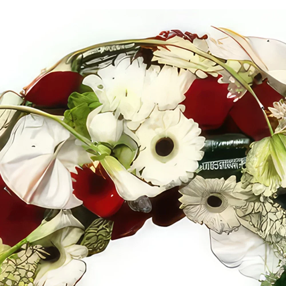 Тарб цветы- Красно-белый траурный венок Infinity Rest Цветочный букет/композиция