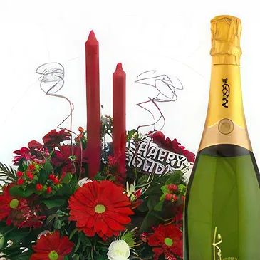 Case Lunghe flowers  -  Red Flowers & Prosecco Christmas Centerpiece Flower Bouquet/Arrangement