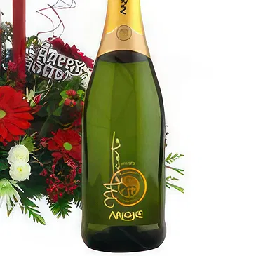 Case Lunghe flowers  -  Red Flowers & Prosecco Christmas Centerpiece Flower Bouquet/Arrangement