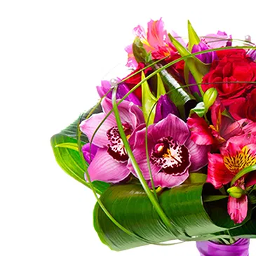 Italy flowers  -  Bunch of red roses and pink alstroemeria Flower Bouquet/Arrangement