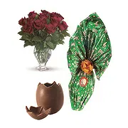 Settingiano online Florist - Bouquet of 12 Roses with Easter Egg Bouquet