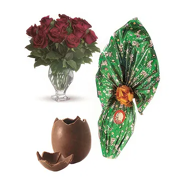 Osidda flowers  -  Bouquet of 12 Roses with Easter Egg Flower Bouquet/Arrangement