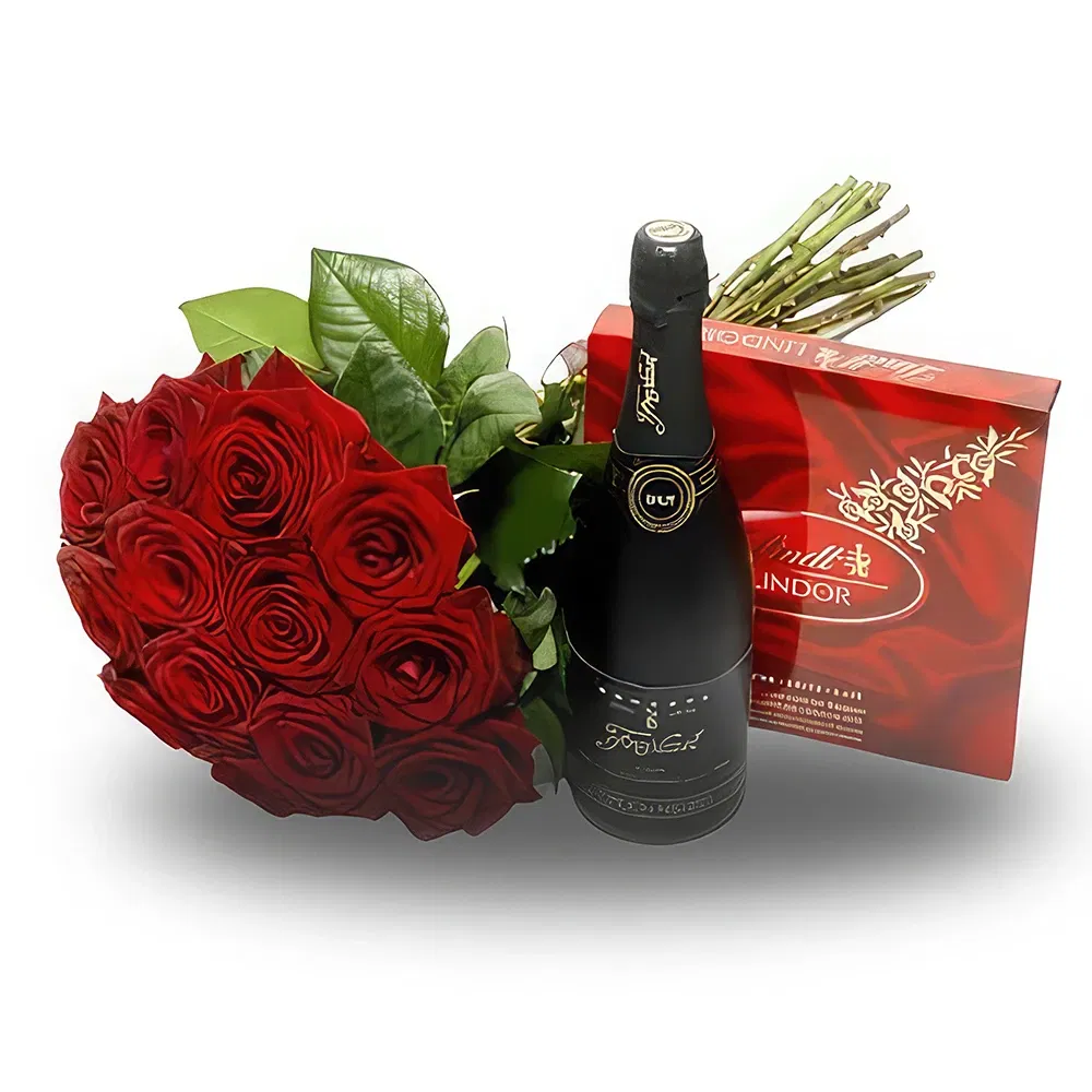 Serbia flowers  -  Red Roses with Champagne Giftset