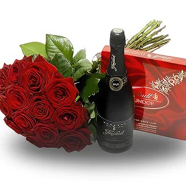 Montenegro blomster- Røde roser med champagne gavesæt Blomst buket/Arrangement
