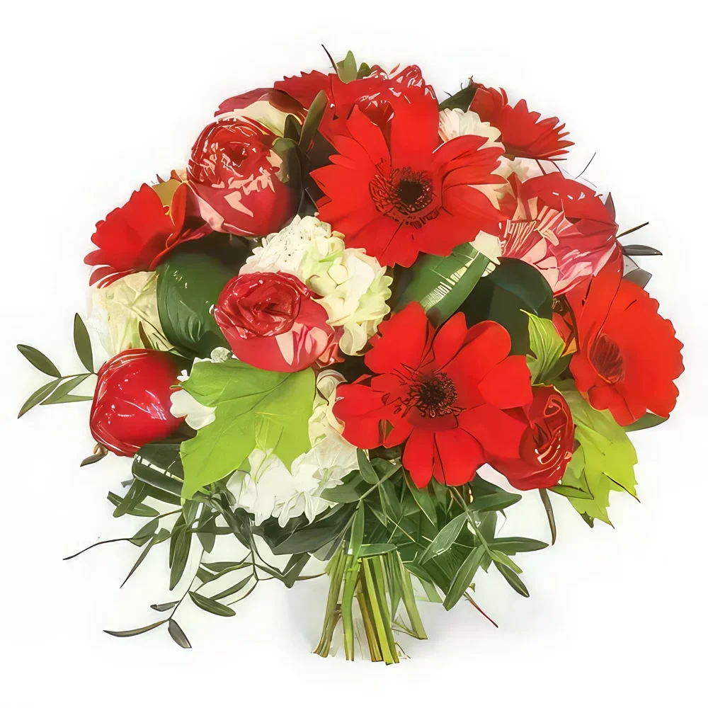 Λιλ λουλούδια- Κόκκινη στρογγυλή ανθοδέσμη Σονάτα Μπουκέτο/ρύθμιση λουλουδιών