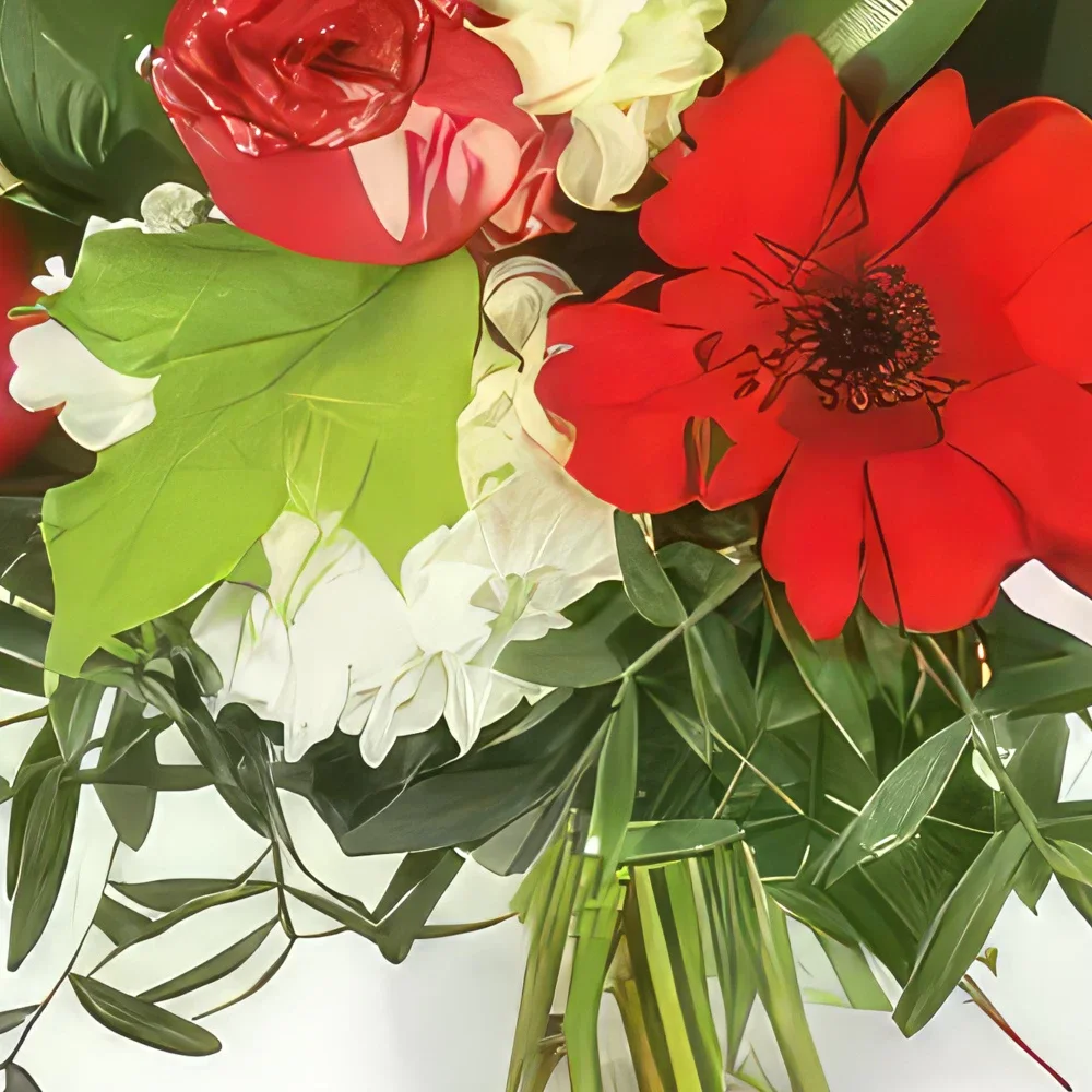 Λιλ λουλούδια- Κόκκινη στρογγυλή ανθοδέσμη Σονάτα Μπουκέτο/ρύθμιση λουλουδιών