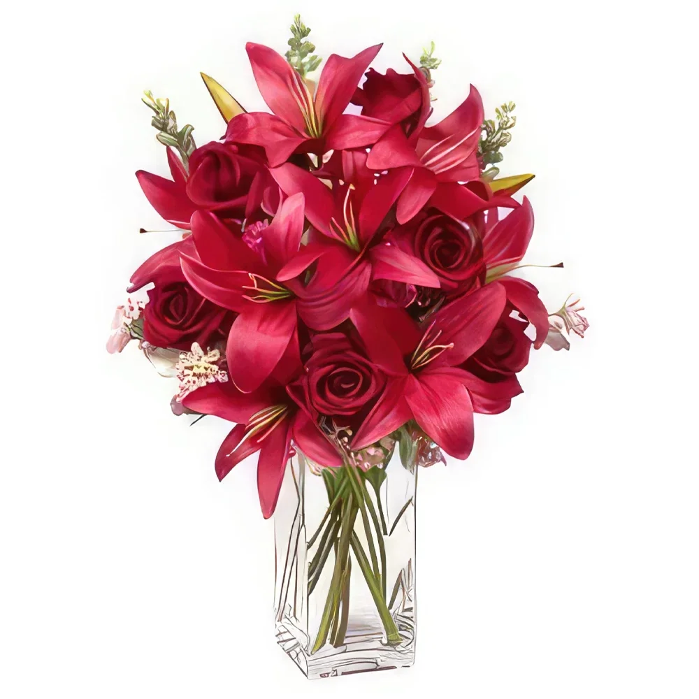Bologna-virágok- Piros szimfónia Virágkötészeti csokor
