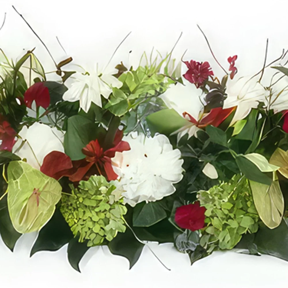 Нант цветя- Червена и бяла горна част на ковчега Одисей Букет/договореност цвете