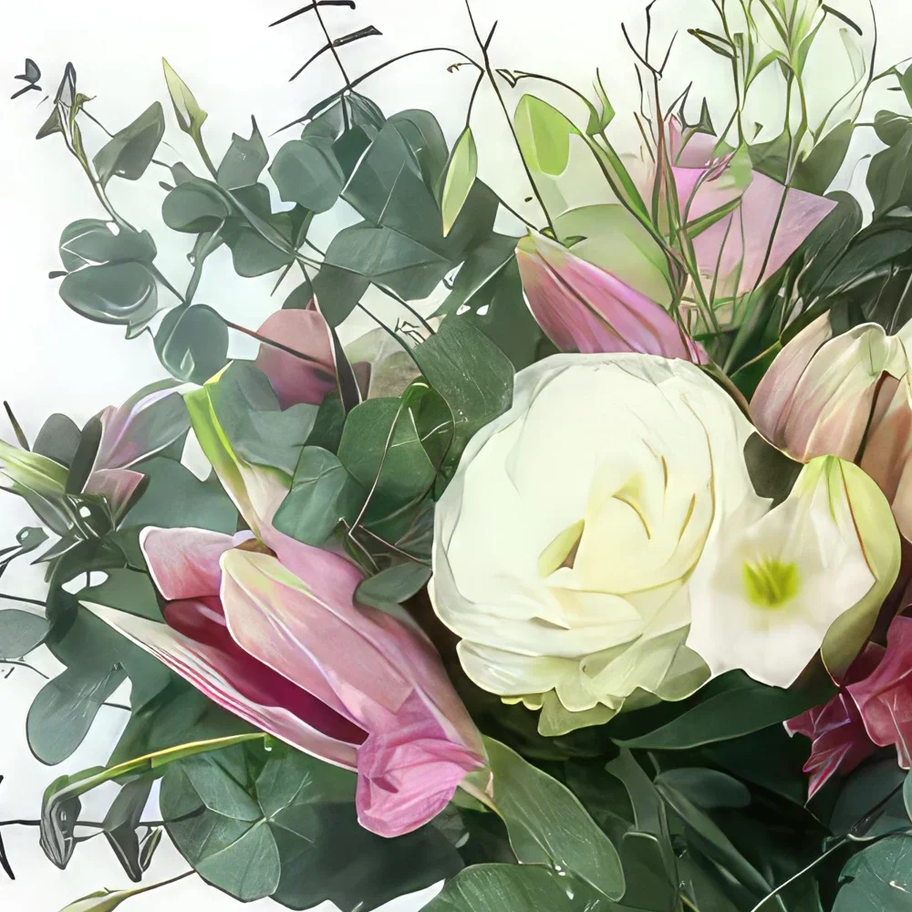Tarbes цветя- Реймс розов и бял селски букет Букет/договореност цвете
