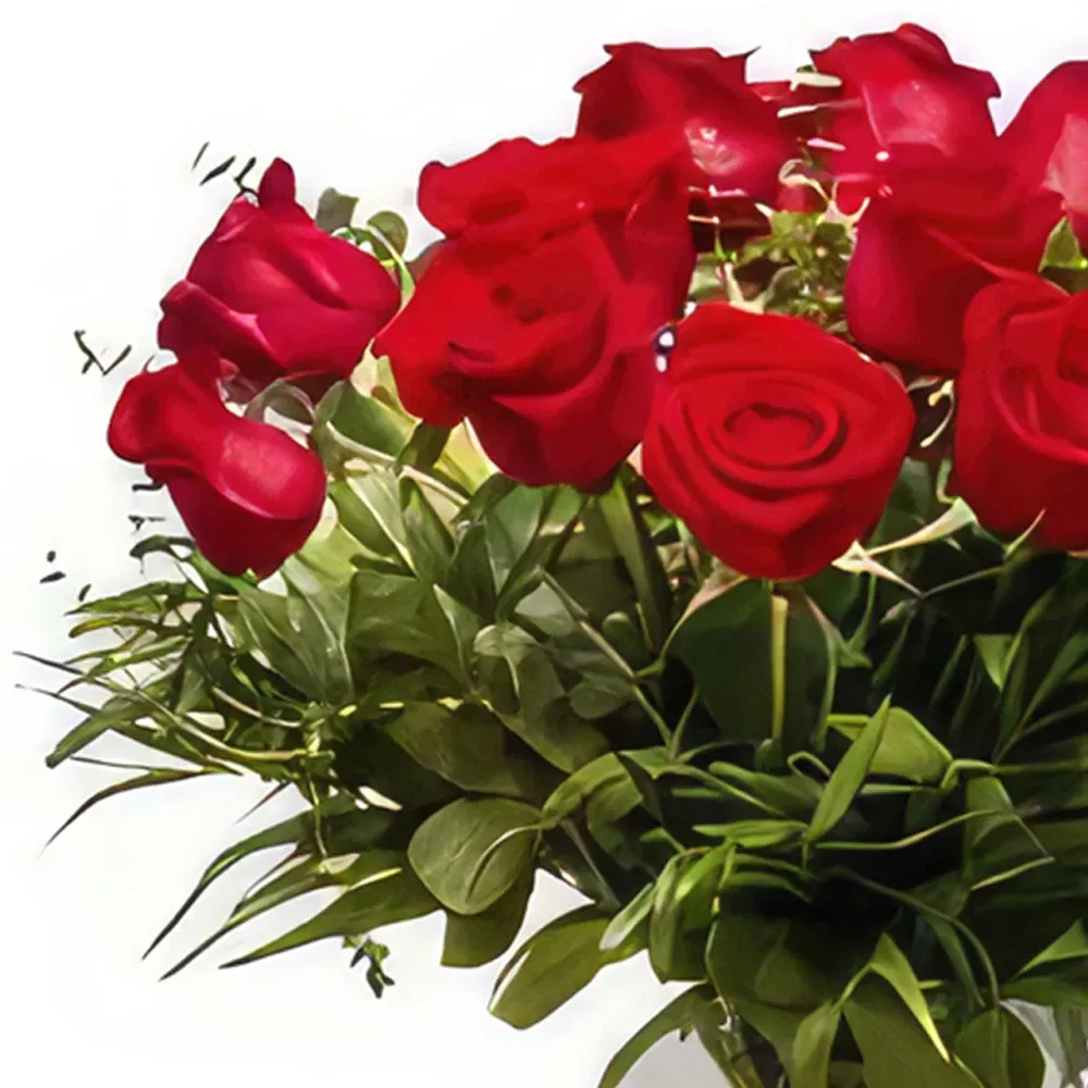 Pack de 6 rosas rojas y Osito peluche con corazón